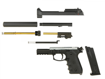 Страйкбольний пістолет Beretta M92F/M9 KJW Silencer Plastic Green Gas