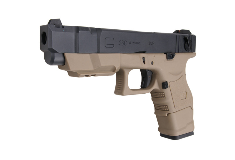 Страйкбольний пістолет WE Glock 26C Advance Gen.3 TAN GBB