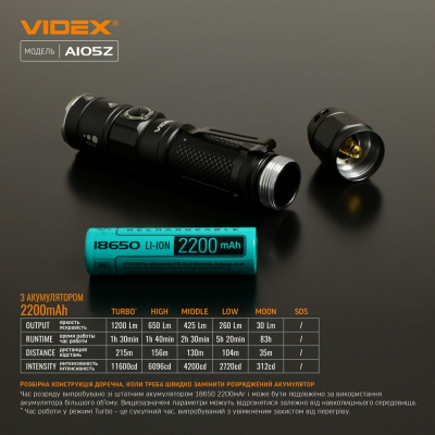 Портативний ліхтар Videx A105Z