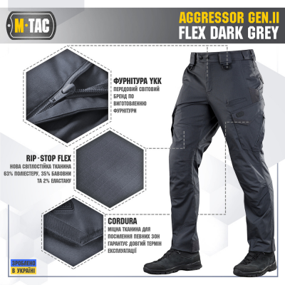 Штани M-Tac Aggressor Gen.II Flex Dark Grey Size 38/30