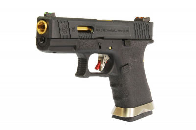 Страйкбольний пістолет WE Glock 19 Custom (Black Slide and Gold Barrel) Black
