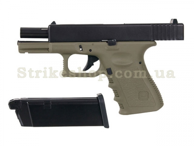 Страйкбольний пістолет Glock 32 KJW Metal Olive Green Gas