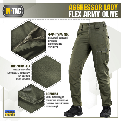 Штани M-TAC Aggressor Lady Flex Army Olive Size 28/28