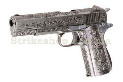 Страйкбольний пістолет Colt 1911 Etched Version WE Green Gas