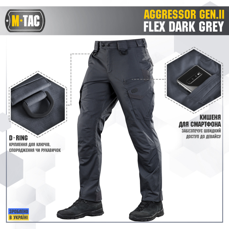 Штани M-Tac Aggressor Gen.II Flex Dark Grey Size 42/34
