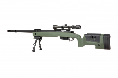 Страйкбольна снайперська гвинтівка Specna Arms SA-S03 Core with Scope and Bipod Olive Drab
