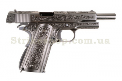 Страйкбольний пістолет Colt 1911 Etched Version WE Green Gas