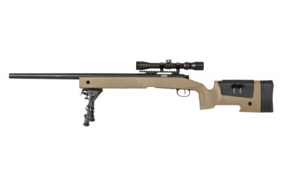 Страйкбольна снайперська гвинтівка Specna Arms M62 SA-S02 Core With Scope and Bipod Tan