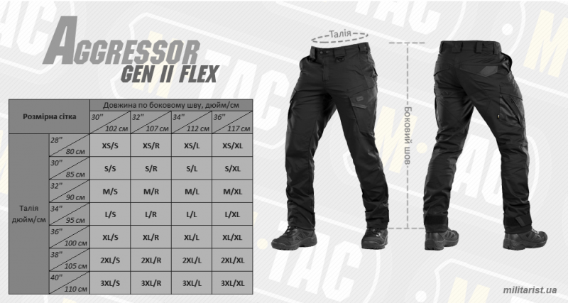 Тактичні штани M-Tac Aggressor Gen II Flex Black Size 34/34