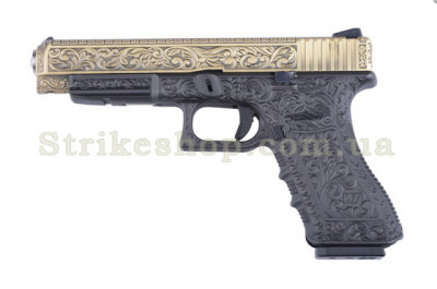 Страйкбольний пістолет Glock 34 GEN.3 WE Metal Bronze Green Gas