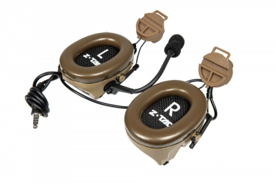 Навушники активні з комунікатором Z-Tactical Z152 CII Headset with Adapter for Helmets Dark Earth