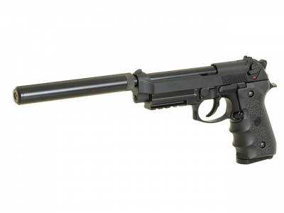 Страйкбольний пістолет Beretta M92F/M9 KJW Silencer Plastic Green Gas