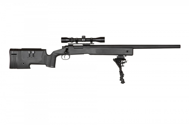 Страйкбольна снайперська гвинтівка Specna Arms M62 SA-S02 Core High Velocity Sniper Rifle With Scope and Bipod Black